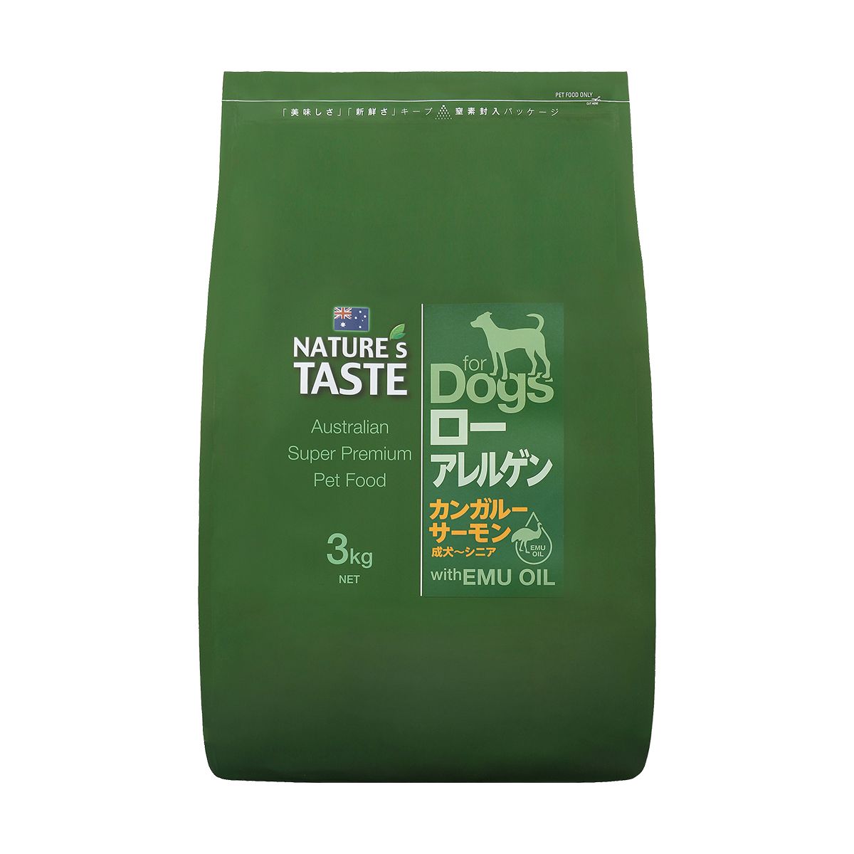 ドッグフード 犬用ドライフード ネイチャーズテイスト NATURE'S TASTE for Dogs ローアレルゲン カンガルー＆サーモン 3.0kg 成犬～シニア カンガルー＆サーモン