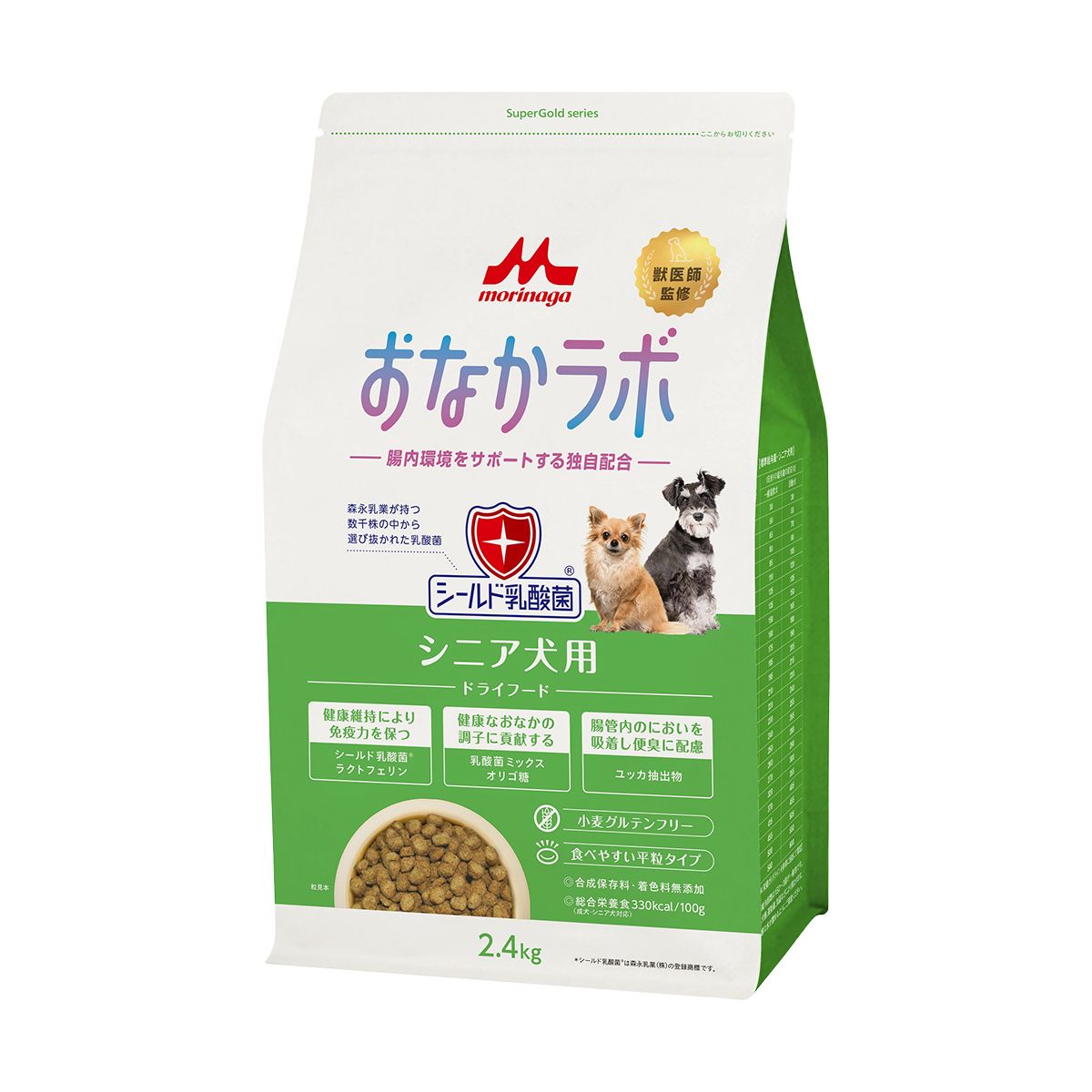森乳サンワールド スーパーゴールド おなかラボ シニア犬用 内容量：2.4kg