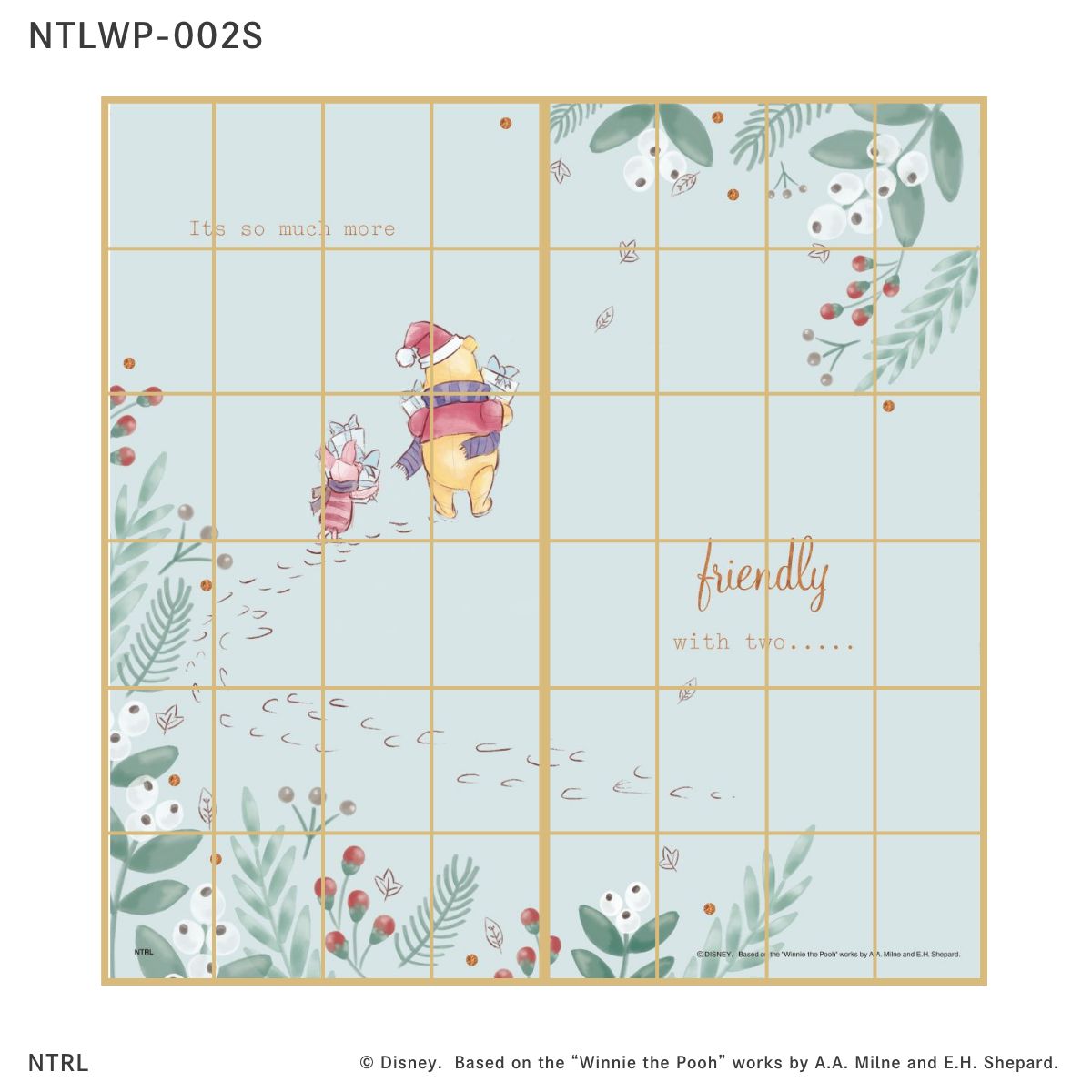 くまのプーさん ディズニーキャラクター 障子紙  ウィンター  NTLWP-002S のりで貼るタイプ 幅約92cm×長さ約182cm 2枚1組 アサヒペン