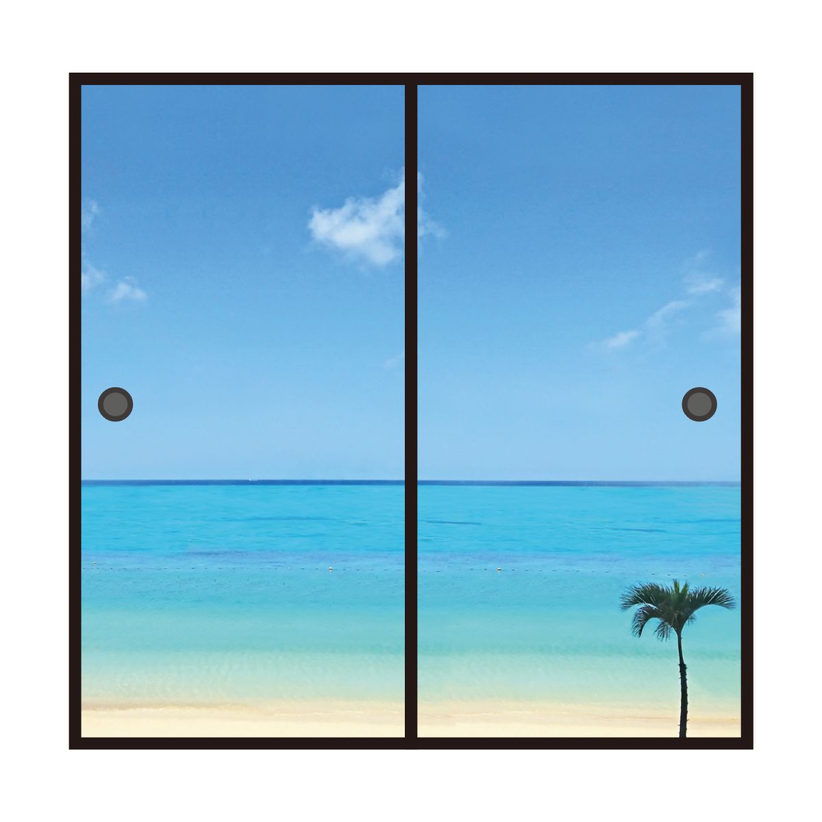 海模様 Horizon blue 襖紙 92cm×182cm 2枚入り 水貼りタイプ sea-01F