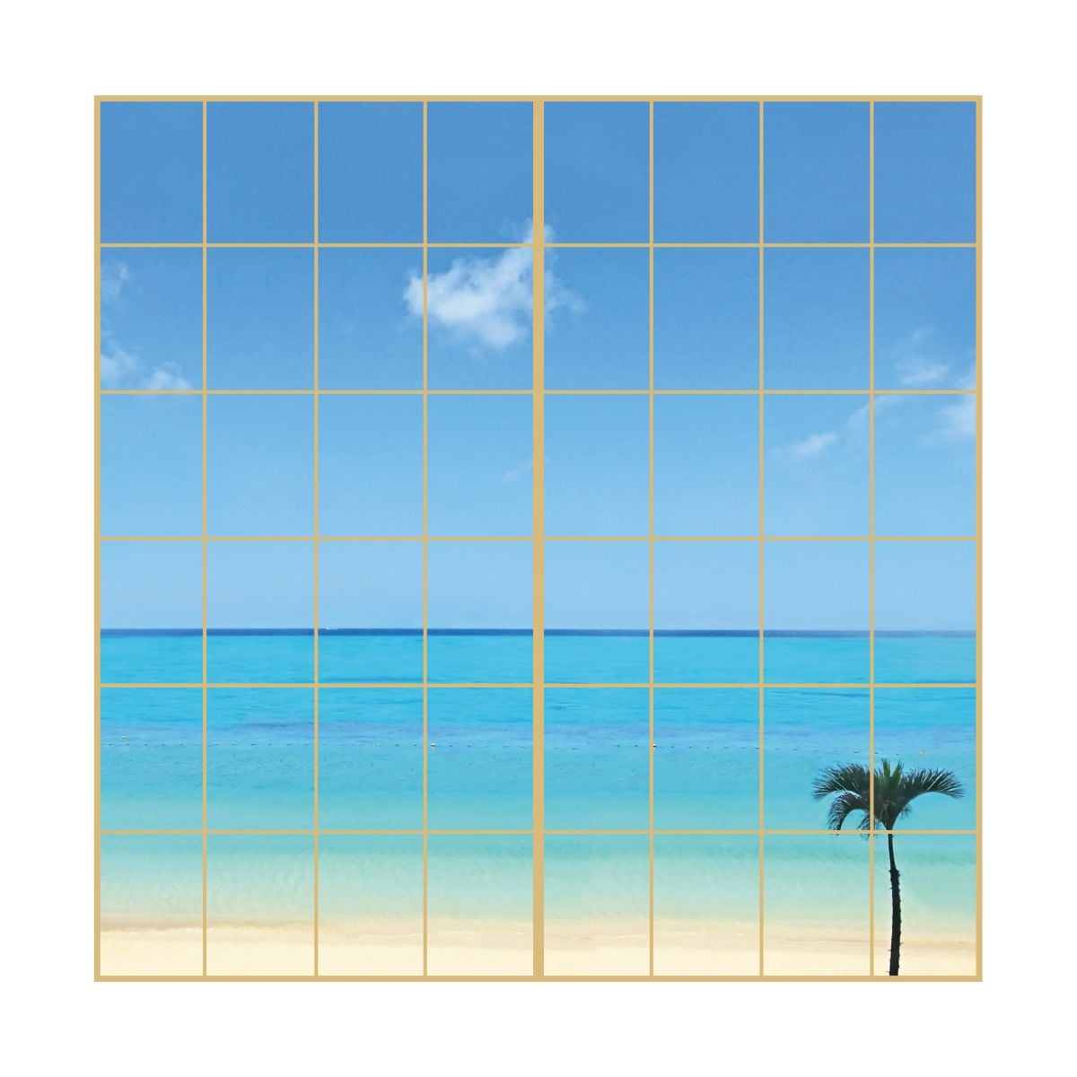 海模様 Horizon blue 障子紙 92cm×182cm 2枚入り のり貼りタイプ sea-01S