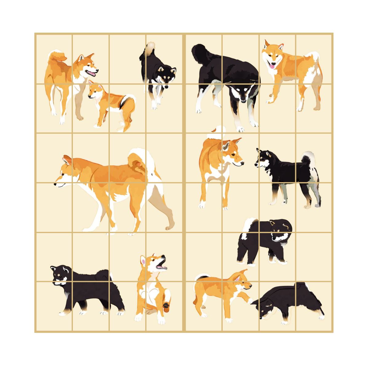 障子 アニマル デザイン障子紙 犬の巻 2枚1組