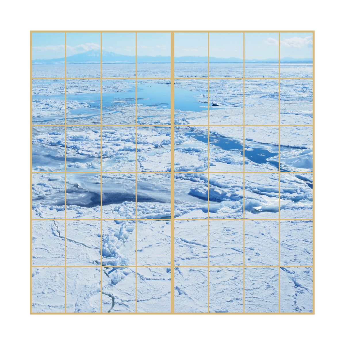 海模様 Ice floe 障子紙 92cm×182cm 2枚入り のり貼りタイプ sea-10S