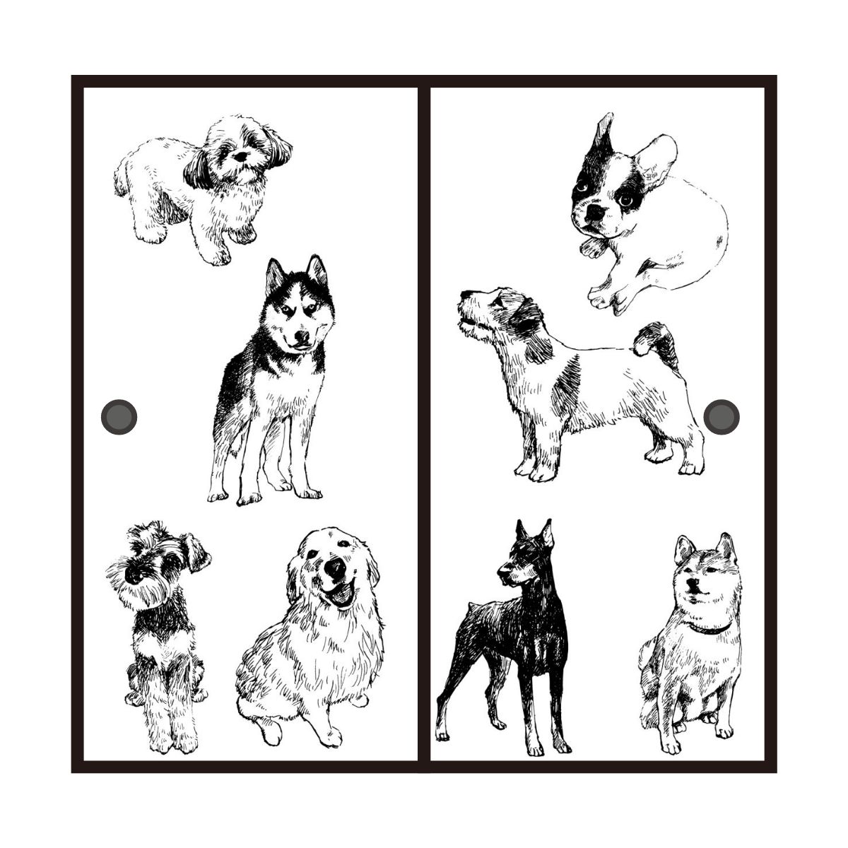 ふすま紙 アニマル デザイン 襖紙 犬の巻 2枚1組