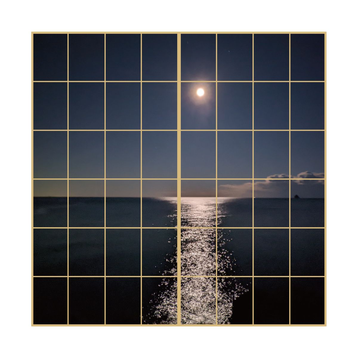 海模様 Moon road 障子紙 92cm×182cm 2枚入り のり貼りタイプ sea-09S