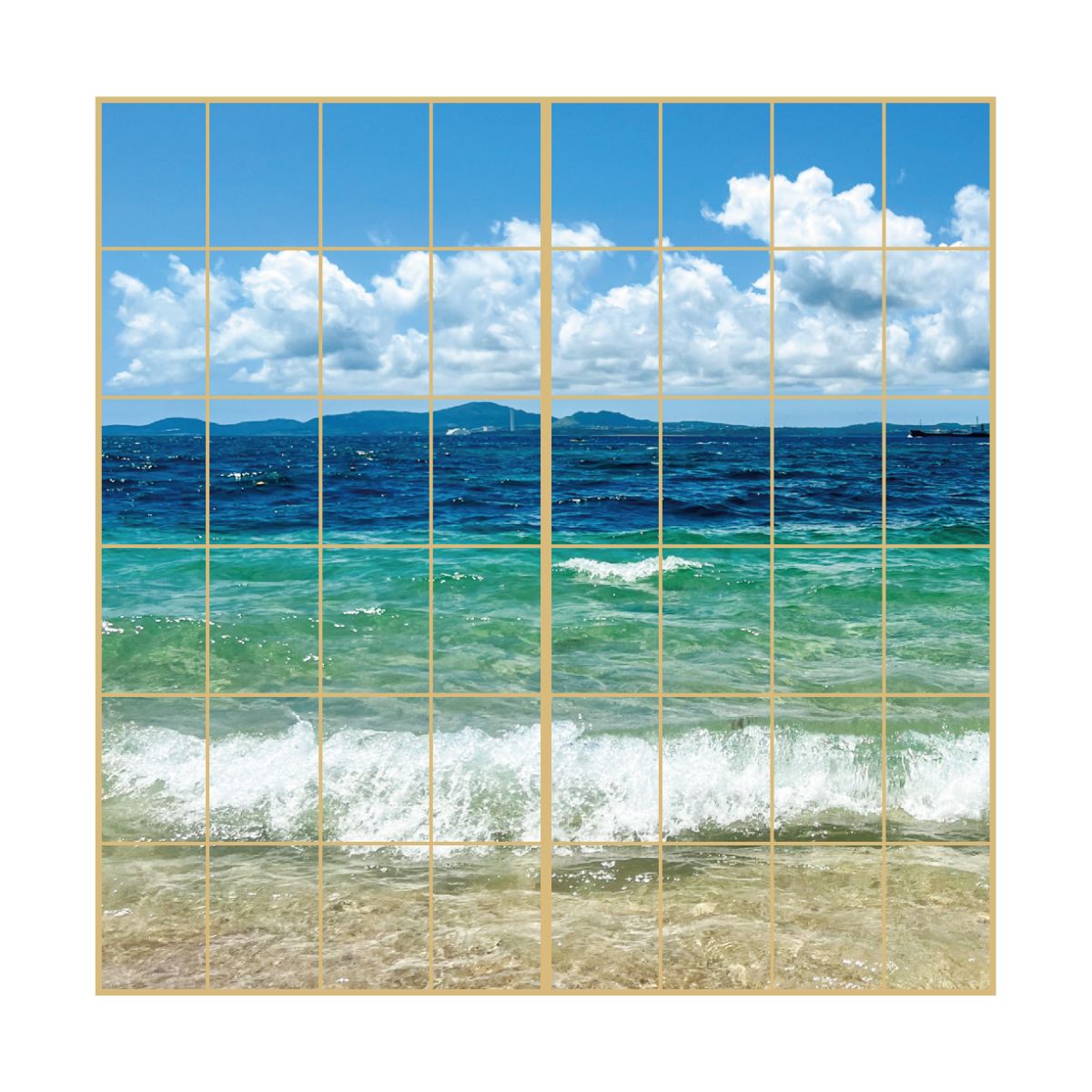 海模様 Ripples 障子紙 92cm×182cm 2枚入り のり貼りタイプ sea-03S