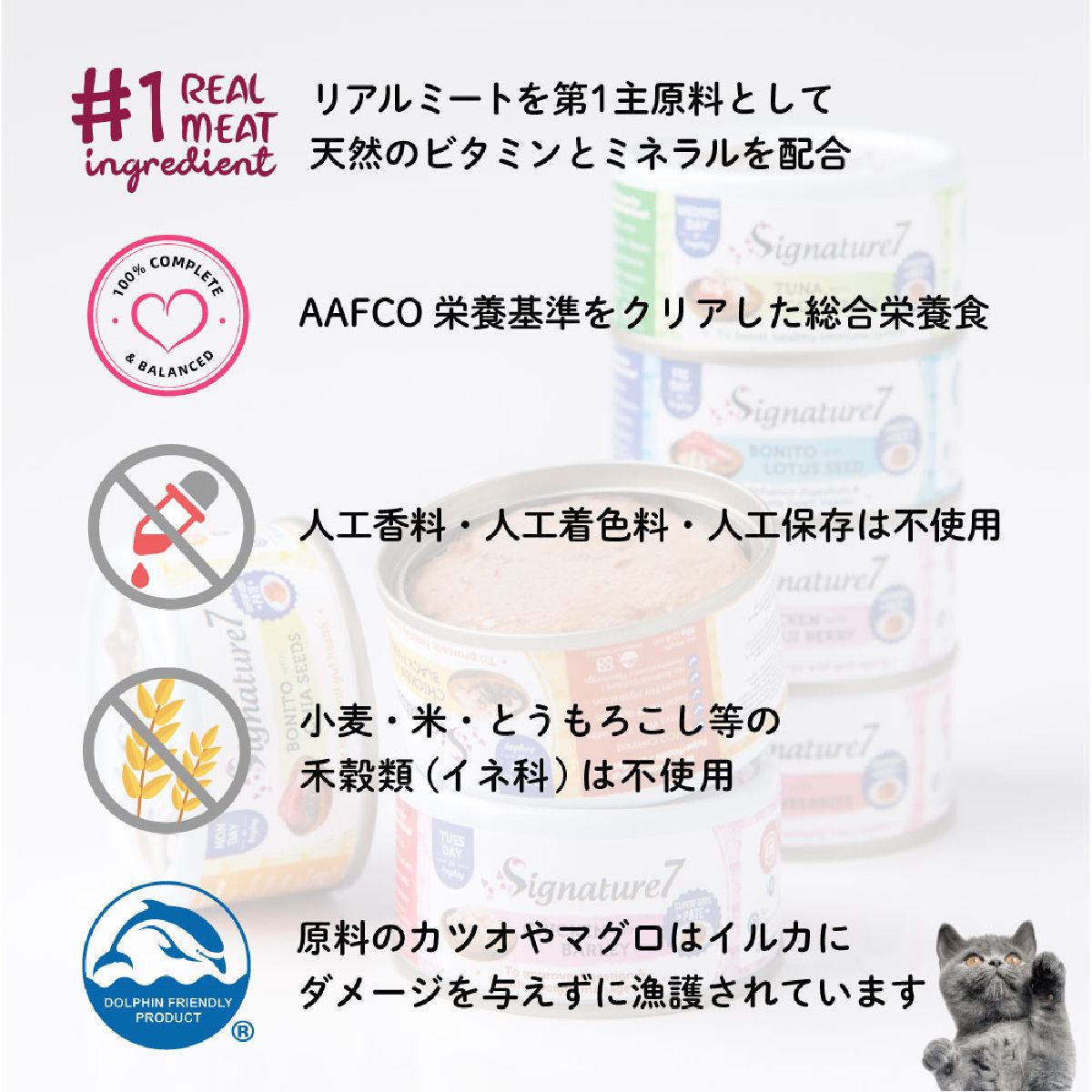 キャットフード 猫缶 ウェットフード シグネチャー7 Signature7 キャット パティ カツオ&チアシード 内容量：80g 月曜日 猫用フード ペット用品 ペット