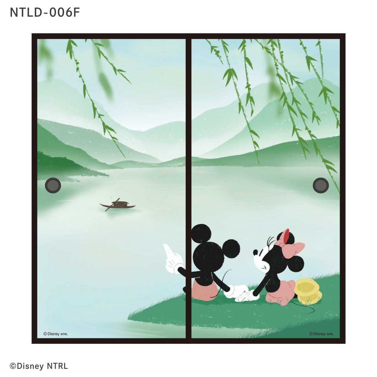 ディズニーキャラクター ふすま紙 ミッキー＆ミニー 湖畔  NTLD-006F 水で貼るタイプ 再湿 襖紙 幅約92cm×長さ約182cm 2枚1組 アサヒペン