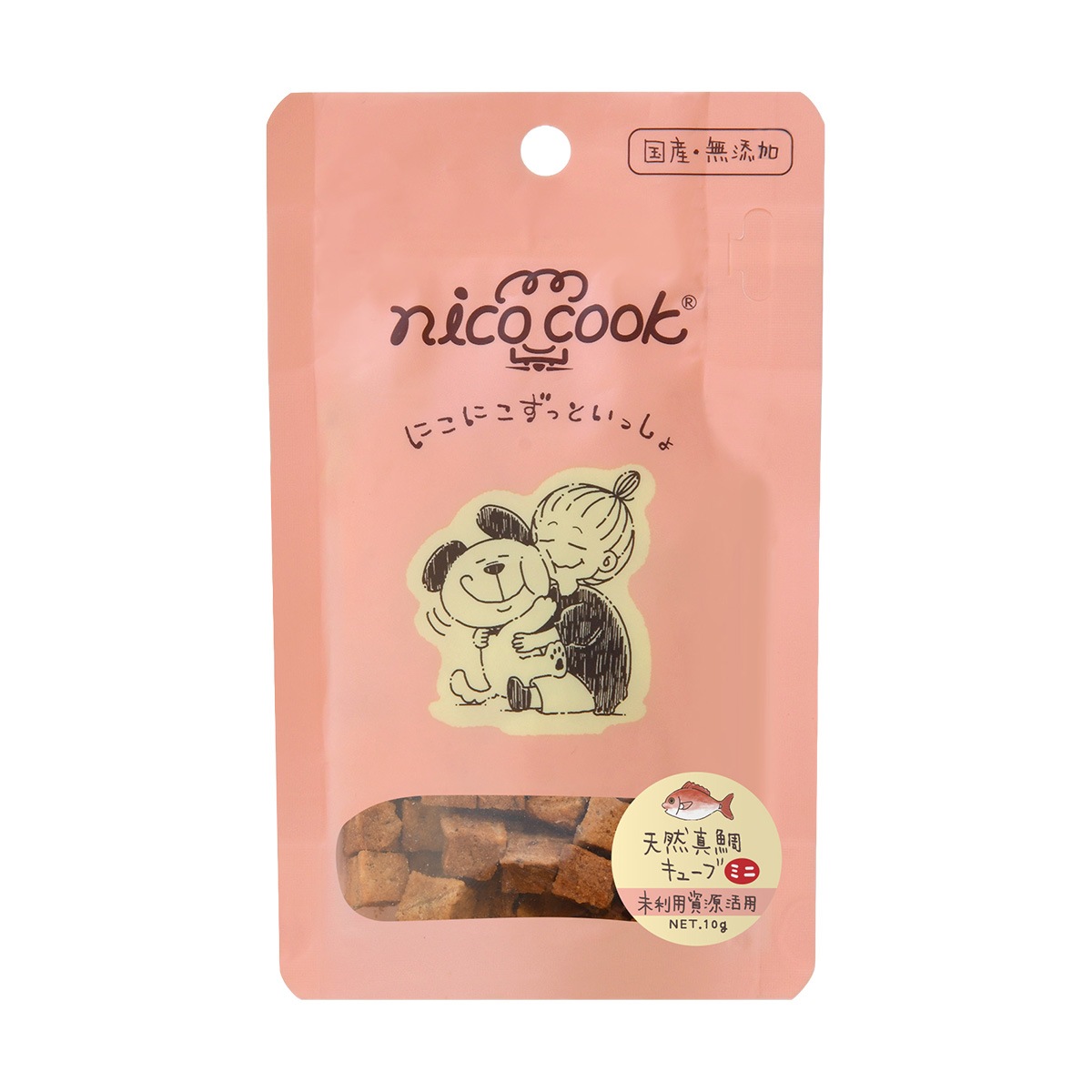 nico cook ニコクック 国産天然真鯛キューブ ミニ 犬猫兼用 内容量 10g たんぱく質 脂質 犬用おやつ 猫用おやつ 無添加 パウチタイプ カルシウム アスパラギン酸 健康で元気な生活の維持