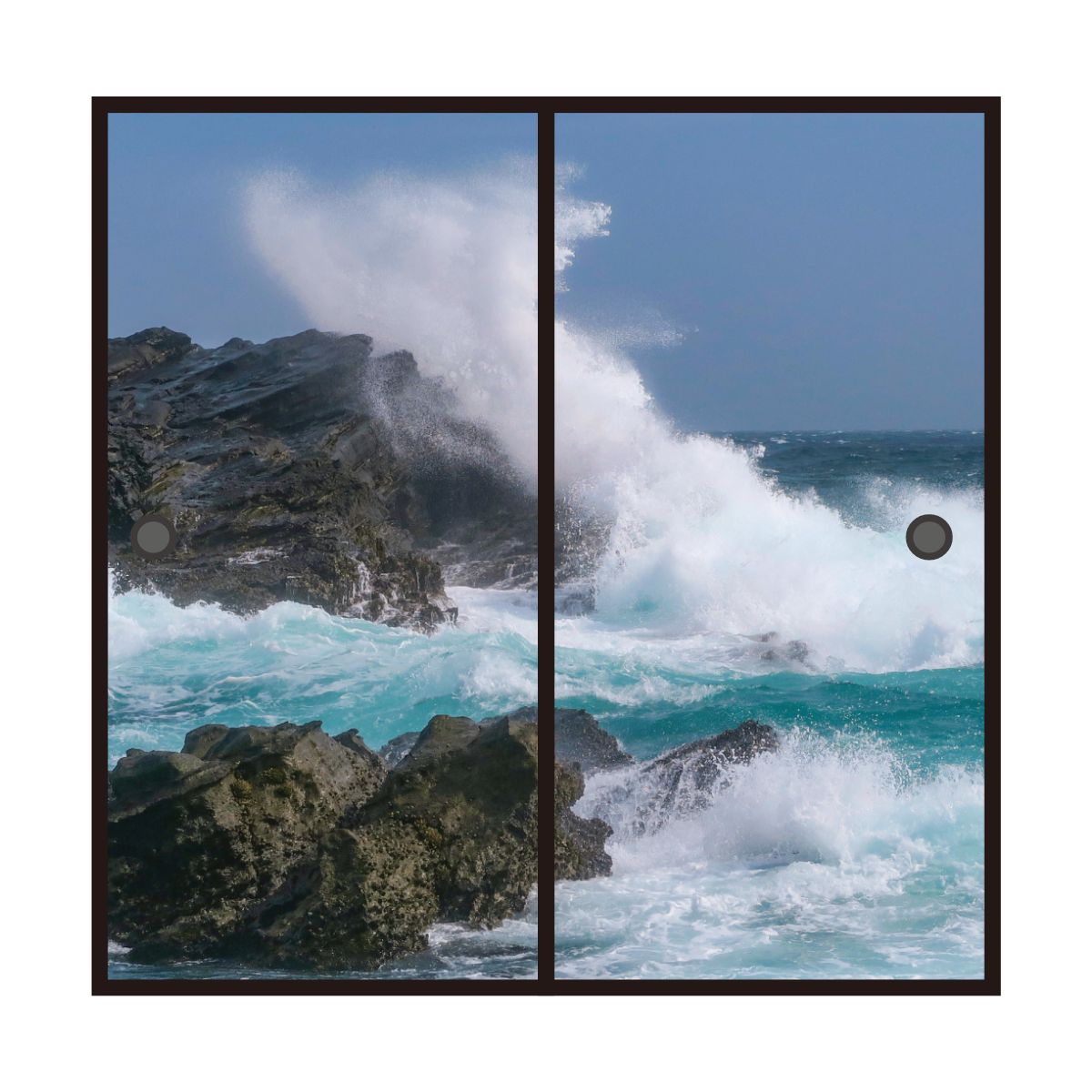 海模様 Wave splash 襖紙 92cm×182cm 2枚入り 水貼りタイプ sea-07F
