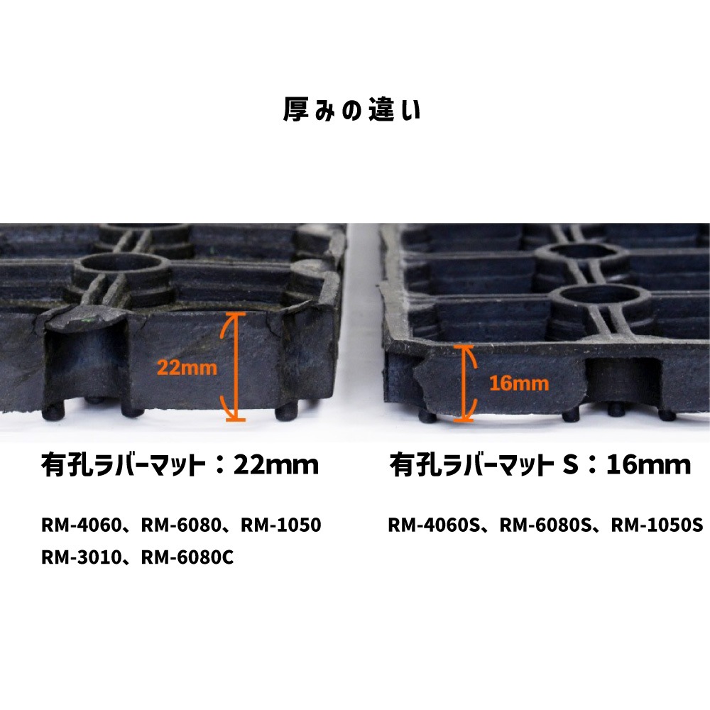 有孔ラバーマットS 5枚セット ゴムマット 約40cmｘ60cmｘ1.6cm RM-4060S 厚み16ｍｍ 屋外 駐車場 雪道 通路 庭 滑り止め アサヒペン
