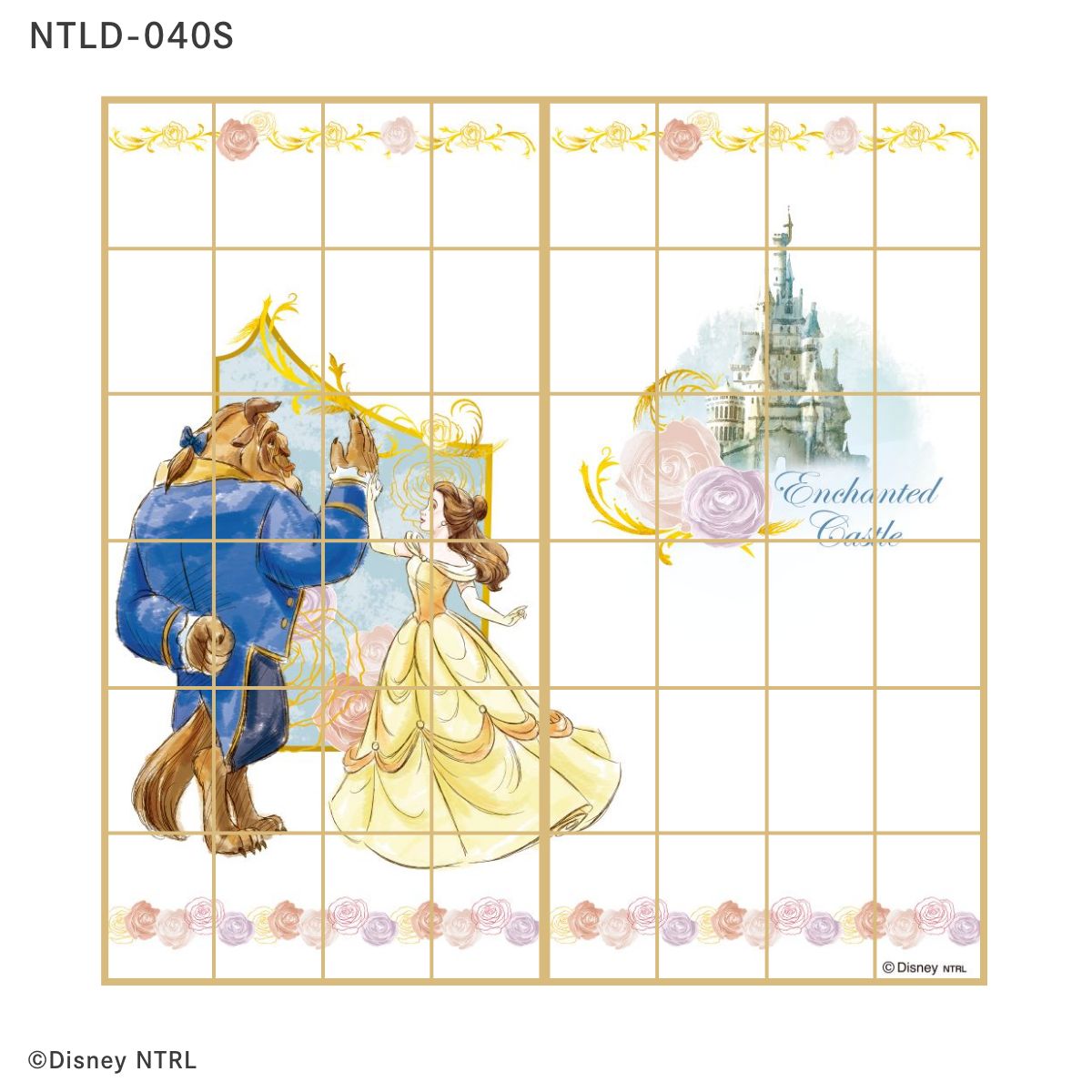 ディズニーキャラクター 障子紙 ディズニープリンセス 美女と野獣 ダンスフロア NTLD-040S のりで貼るタイプ 幅約92cm×長さ約182cm 2枚1組 アサヒペン