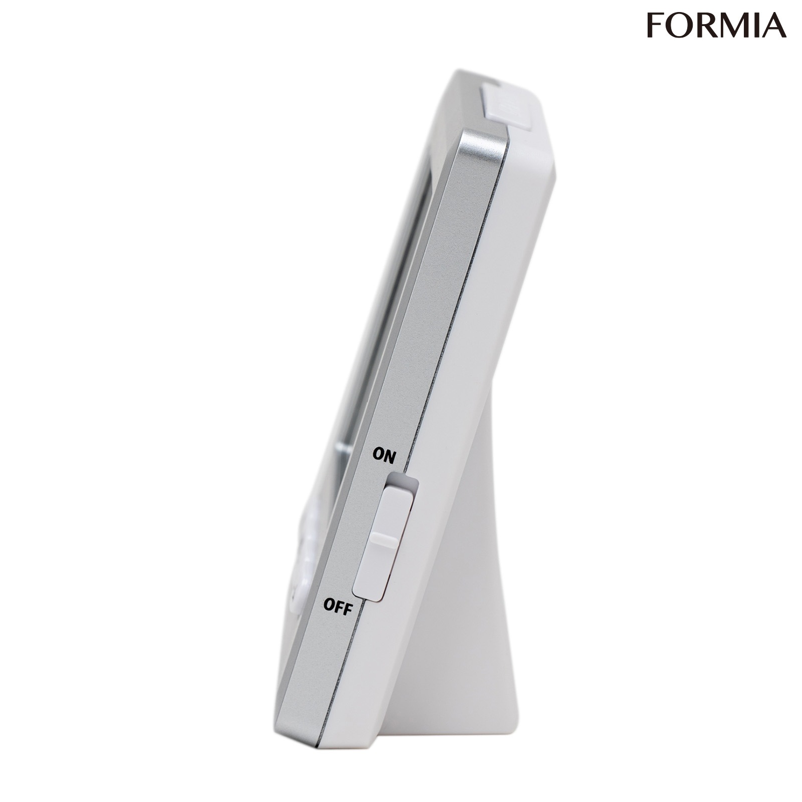 目覚まし時計 電波 デジタル フォルミア シルバー 銀 幅8.4×奥行3.6×高9.5cm スヌーズ 温湿度計 ライト 小型 HT-028RC