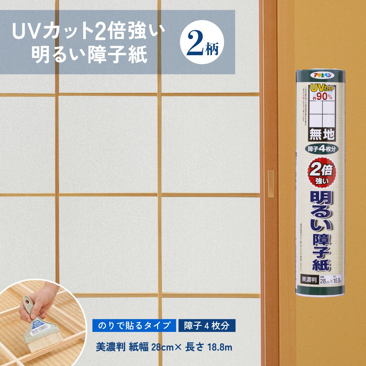 ＵＶカット2倍強い明るい障子紙 美濃判 幅28cm×長さ18.8m