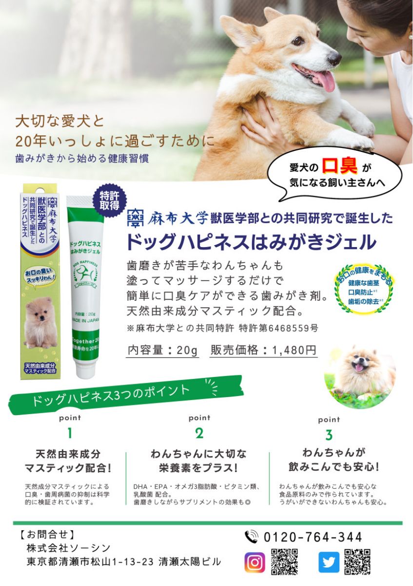 ドッグハピネス ハミガキジェル 20g ソーシン 日本製 ペット用品 ペット