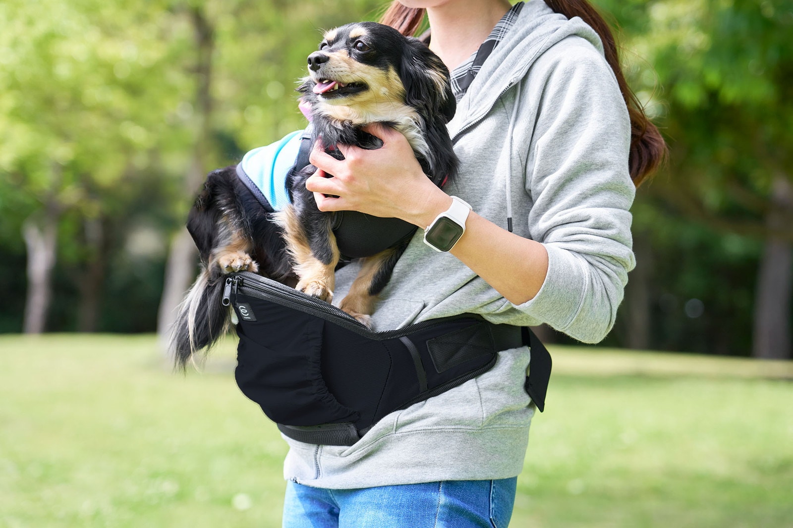 ペット用 スリング バッグ ヒップシートLight ブラック 犬用 猫用 抱っこひも 耐荷重 10kg お散歩バッグ お散歩ポーチ お出かけ