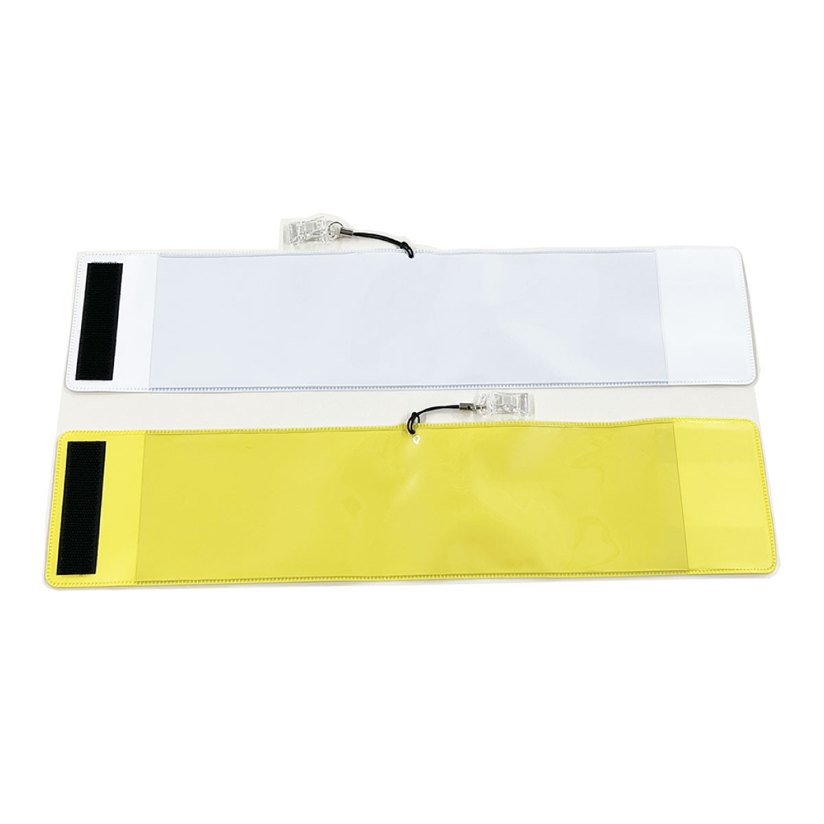 【法人限定販売】腕章くん クリップ腕章 400mm×90mm 同色50枚セット 白 黄 日本製 軟質塩化ビニル 腕章くん 水洗い可能 クリップ式 マジックテープ 三鬼化成