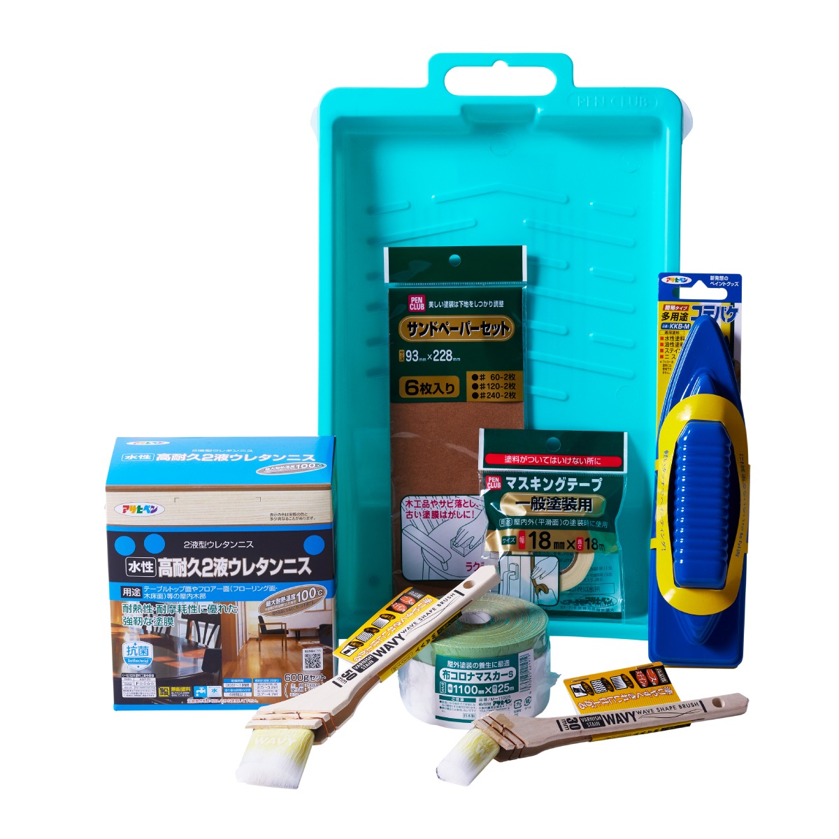 テーブル塗装Bセット 水性高耐久2液ウレタンニス 600g 塗料塗装用品