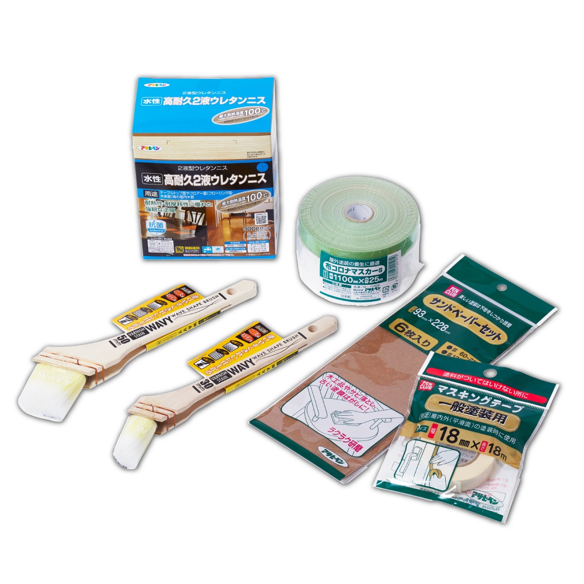 テーブル塗装Cセット 水性高耐久2液ウレタンニス 300g 塗料塗装用品