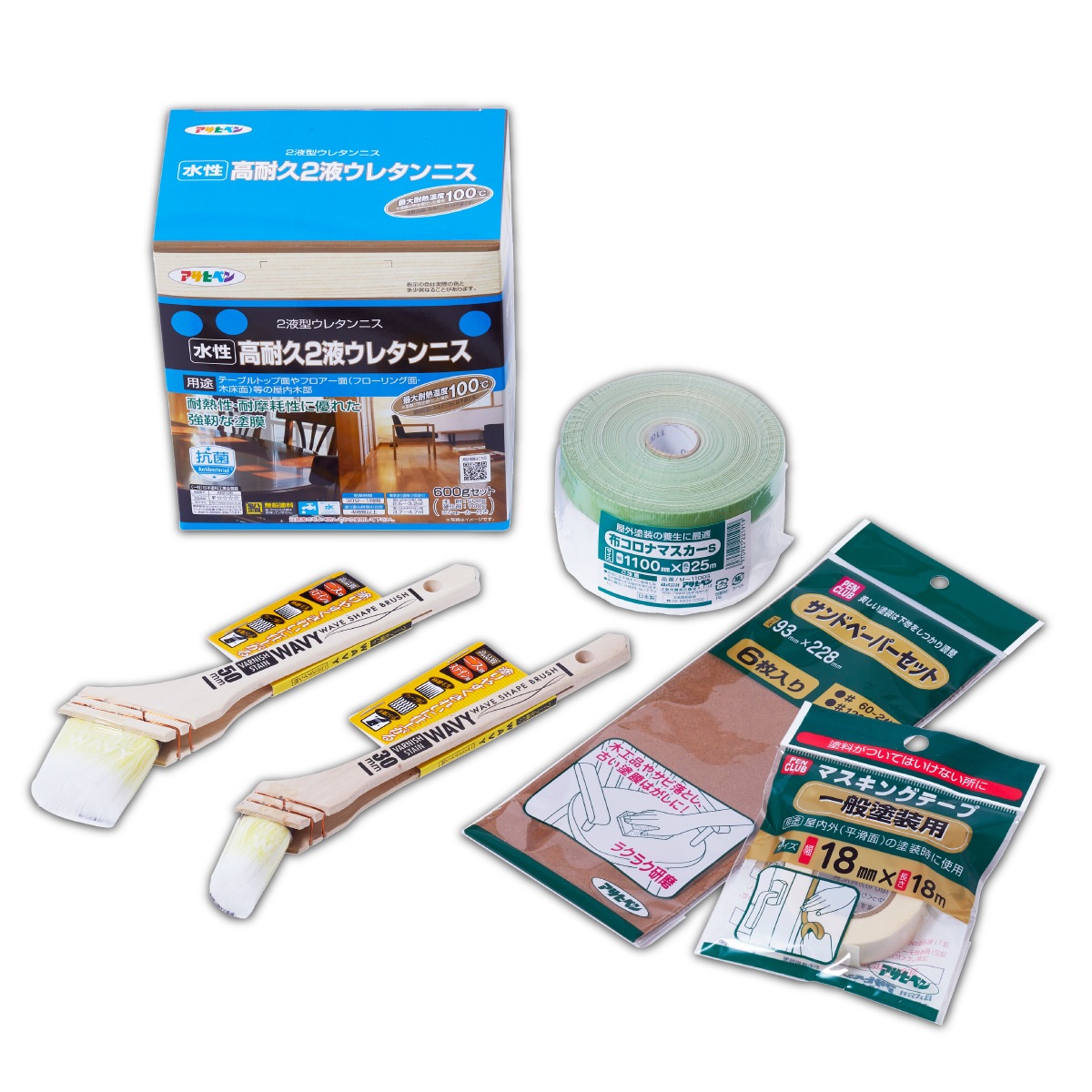 テーブル塗装Dセット 水性高耐久2液ウレタンニス 600g 塗料塗装用品