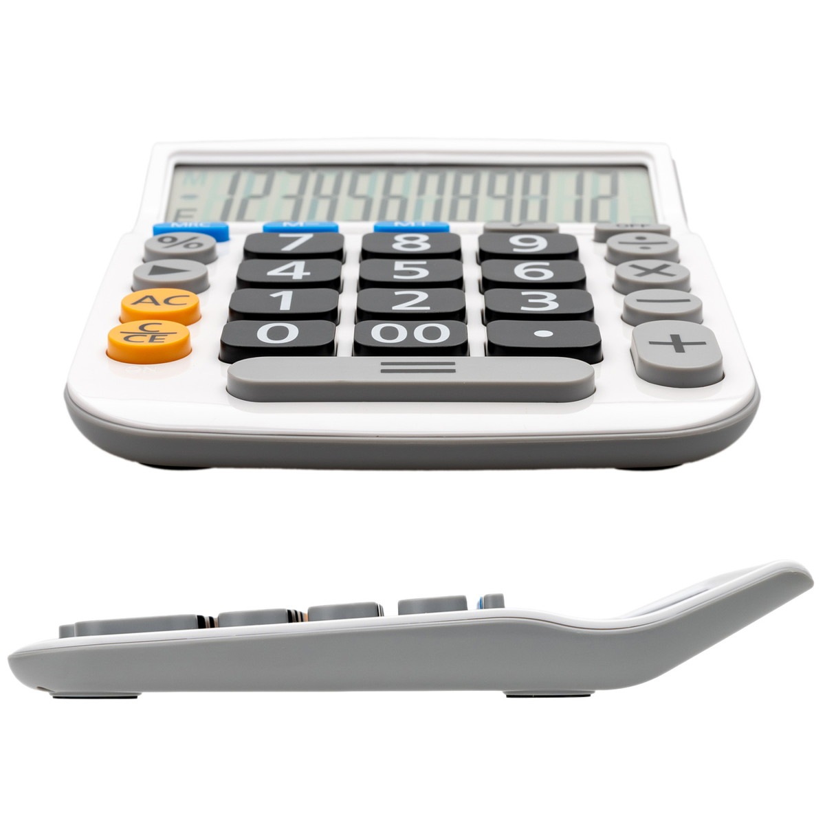 電卓 計算機 12桁 ホワイト 白 幅13.6×高さ19.4×奥行2.9cm 早打ち ソーラー シンプル ボタンが大きい 押しやすい HDC-Y03
