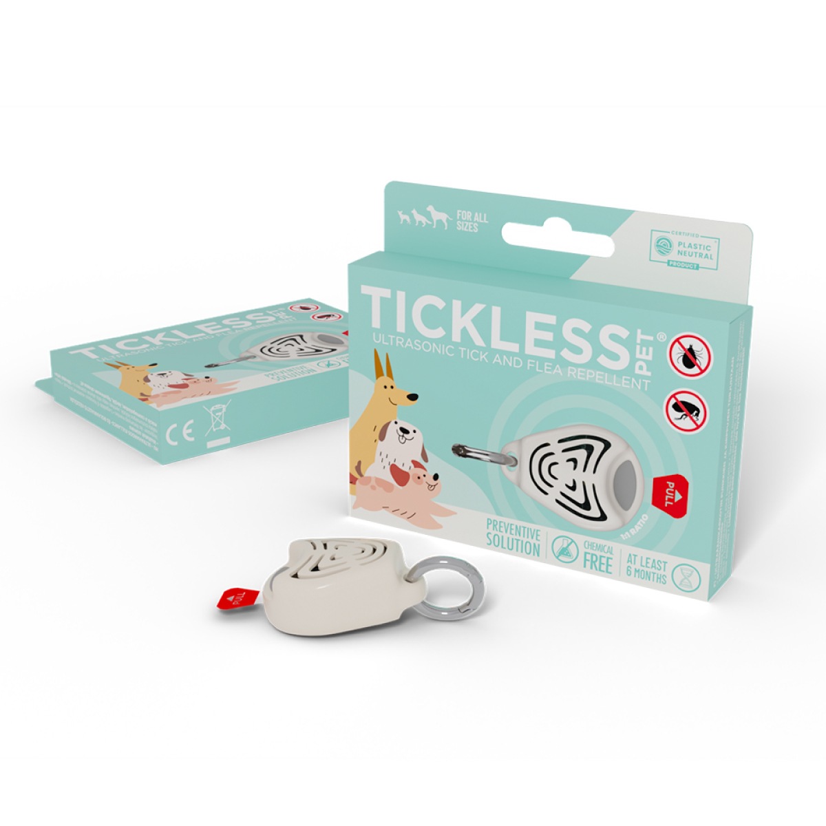 ペット用 ダニ ノミよけ TICKLESS PET ベージュ チックレス 薬品不使用 超音波 ガード 約9〜12ヶ月 効果持続 首輪 チャーム