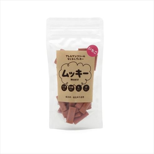 ペット用おやつ 犬用おやつ スナック アレルゲンフリークッキー ムッキー いちご 内容量：50g 国産 日本製 小麦 砂糖 乳 卵 保存料 着色料不使用 アレルギー対策 ペット用品 ペット