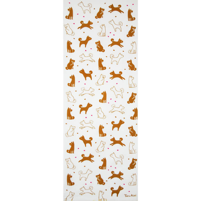 手ぬぐい「桜と犬（茶）」