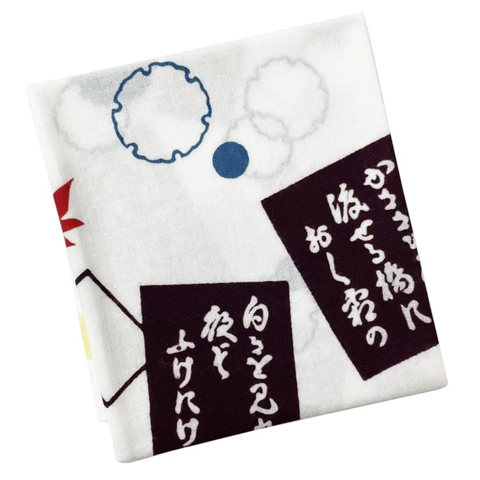 手ぬぐいハンカチ 「百人一首（秋・冬）」