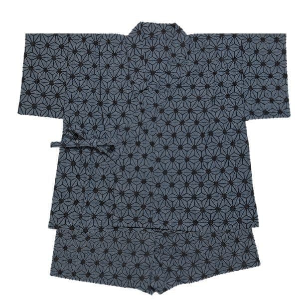 手ぬぐい赤ちゃん甚平「麻の葉（灰青）」