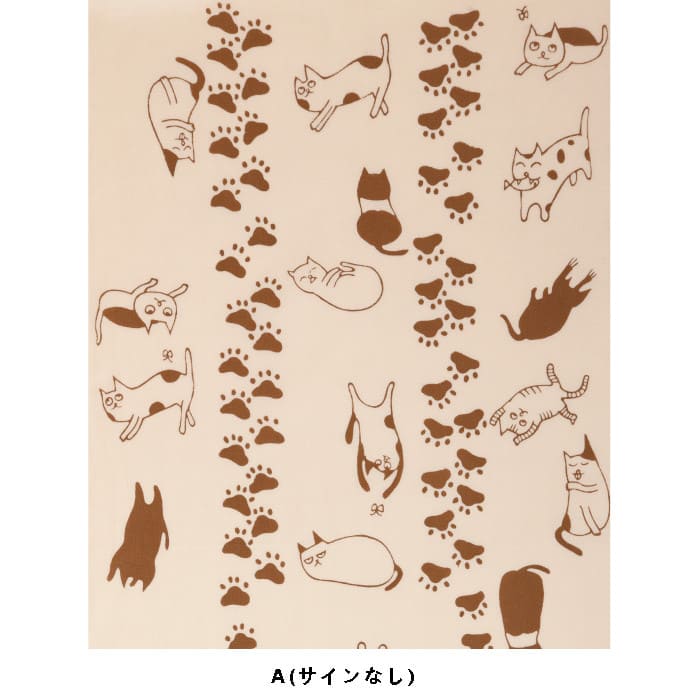 手ぬぐいハンカチ 「ネコと足あと(A)(B)」