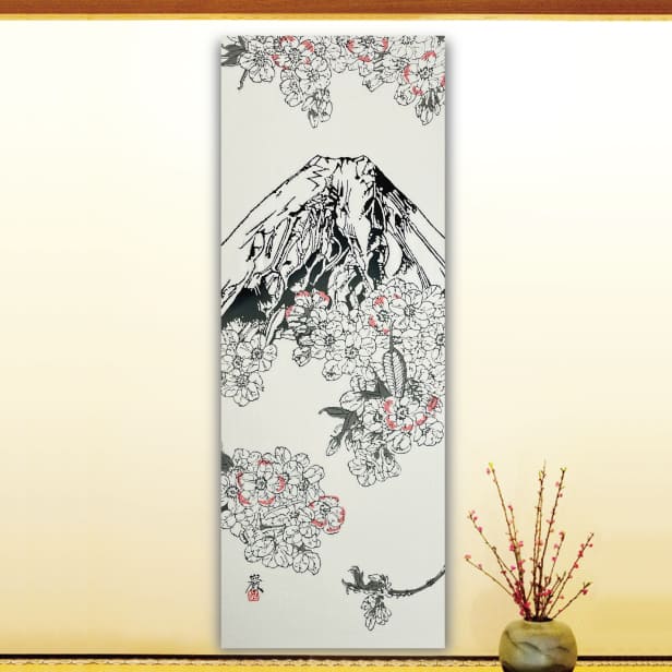 手ぬぐい「桜と富士」