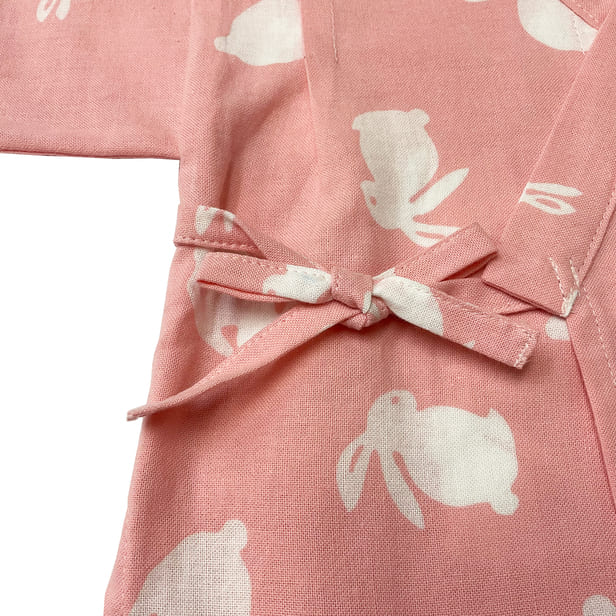 手ぬぐい赤ちゃん甚平「うさぎ（ピンク）」