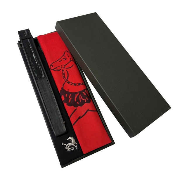 【数量限定】干支ギフトセット「手ぬぐい 天翔ける神馬 × 扇子袋セット うま」