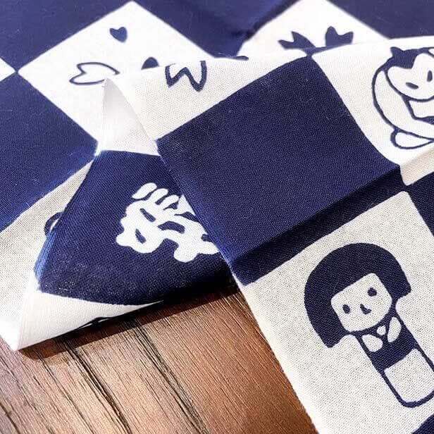 手ぬぐい「お土産市松(紺)」