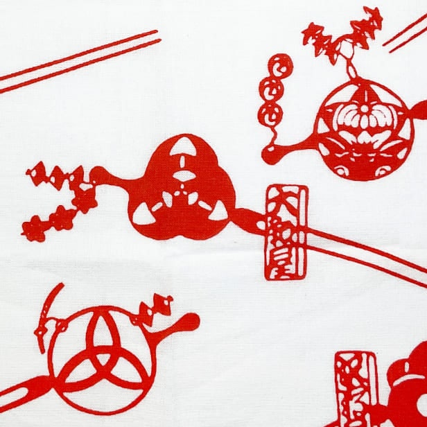 手ぬぐい 「かんざしづくし（赤）」