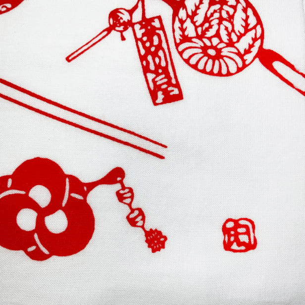 手ぬぐい 「かんざしづくし（赤）」