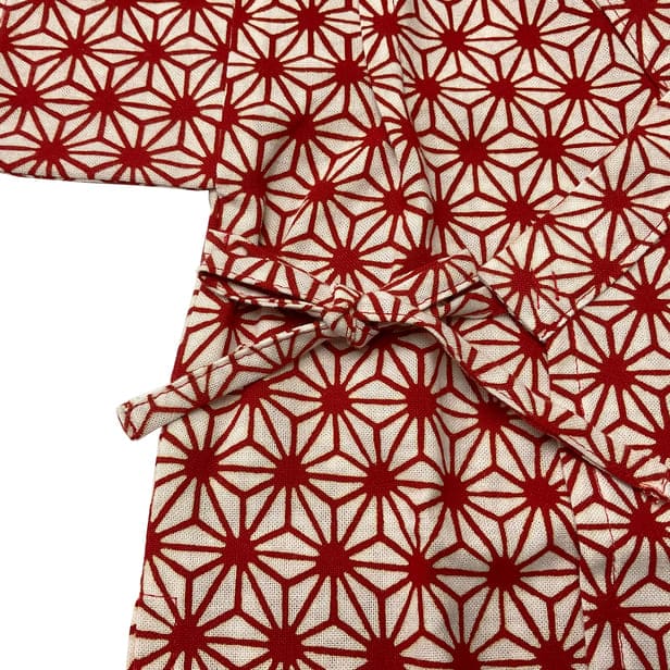 手ぬぐい赤ちゃん甚平「麻の葉（赤）」