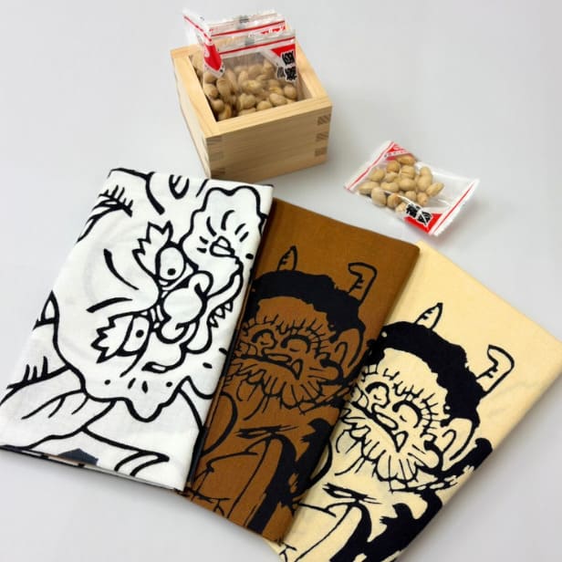 手ぬぐい 「大津絵　鬼の念仏（茶）」