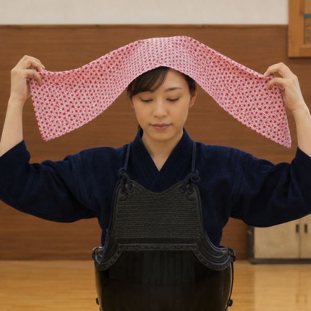 手ぬぐい「麻の葉（赤）」