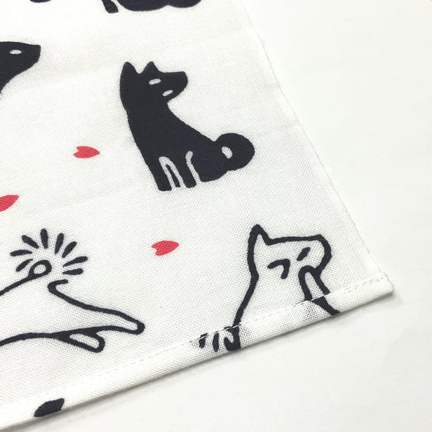 手ぬぐいハンカチ 「桜と犬 紺(A)(B)」