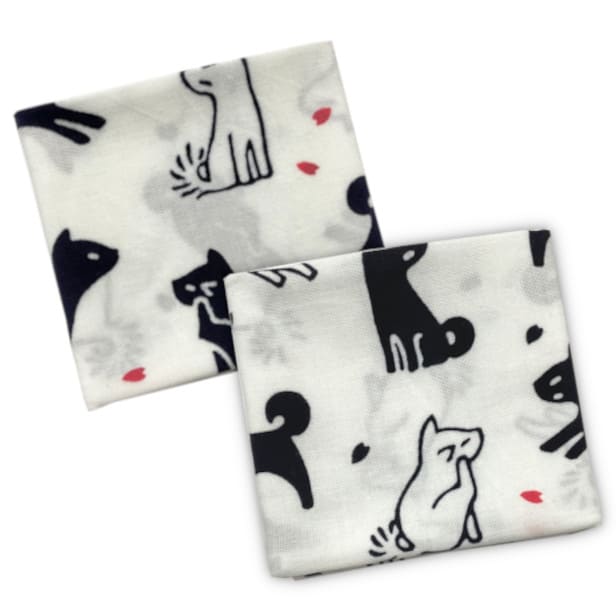 手ぬぐいハンカチ 「桜と犬 紺(A)(B)」