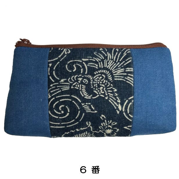 【古布藍染め】 長方形ポーチ「大(アソート)」