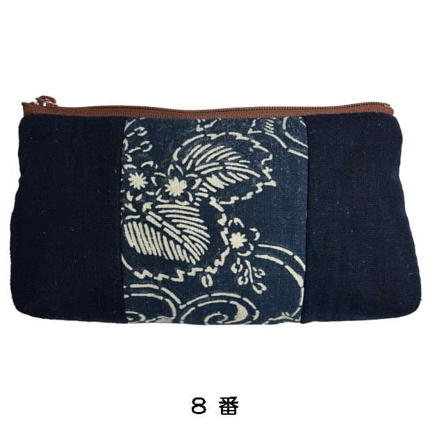 【古布藍染め】 長方形ポーチ「大(アソート)」