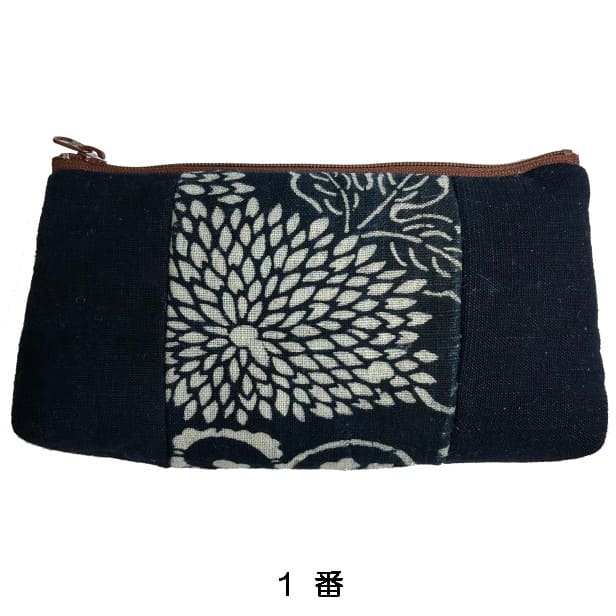 【古布藍染め】 長方形ポーチ「大(アソート)」