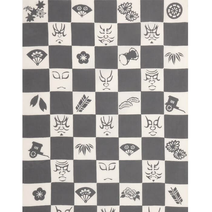 手ぬぐいハンカチ 「隈取市松(グレー)」