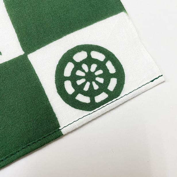 手ぬぐいハンカチ 「隈取市松(緑)」
