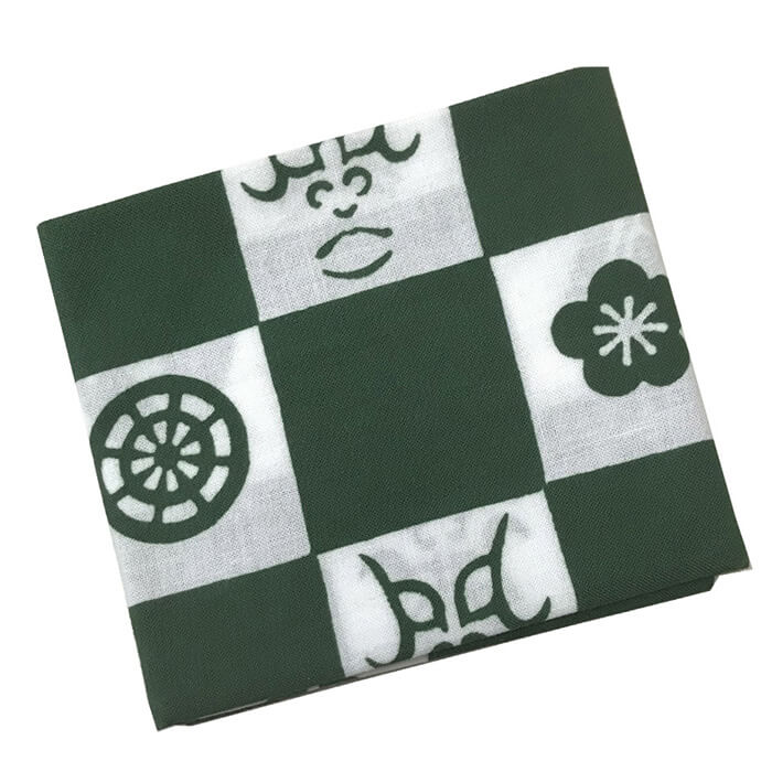 手ぬぐいハンカチ 「隈取市松(緑)」