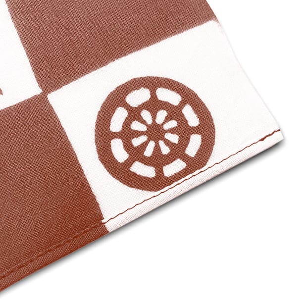 手ぬぐいハンカチ 「隈取市松(柿色)」