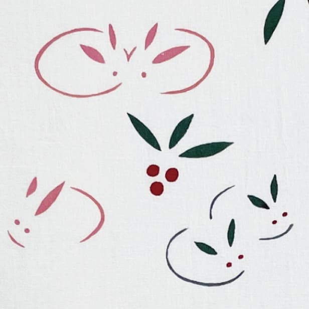 干支手ぬぐい 「南天に雪うさぎ」